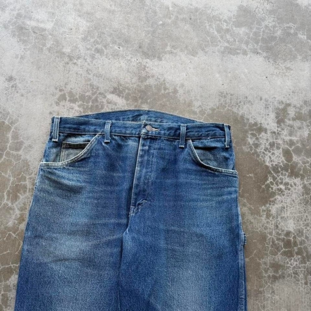 Vintage 90's Dickies Faded Blue carpenter heavy work denim jeans 34x31 - Picture 3 of 8